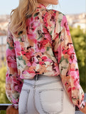 Idyllic Vibrant Floral Ruffle Blouse ??Romantic Boho Style