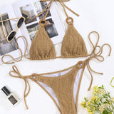 NYLON BIKINI SET SEXY SOLID COLOR TIE SIDE_CWMW0704