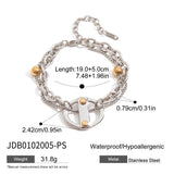 STYLISH 18K GOLD MIXED METAL CHUNKY CROSS BRACELET_CWAJE4776