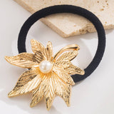 METAL LEAF FLOWER ELASTIC HAIR TIE FOR WOMEN_CWAHA6172