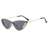 Trendy Rhinestone Half Frame Cat Eye Sunglasses_Cwasg1189