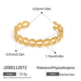 18K GOLD V SHAPED HOLLOW OPEN CUFF BRACELET_CWAJE4856