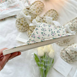 LACE BOW SMALL FLORAL THICK SOLED HOME SLIPPERS_CWMM2983