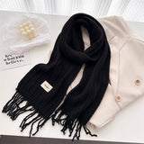 CABLE KNIT WOOL SCARF WITH TASSELS FOR WOMEN_CWASC2756