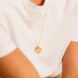 18K GOLD LOCKET NECKLACE ENAMEL HEART DESIGN_CWMM6953