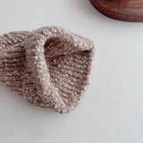 CHILDRENS STYLISH CURLED WHITE LABEL KNITTED HAT_CWAH2935