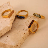 DESIGNER 18K STEEL RING WITH CRUSHED GEMSTONE_CWMM8933