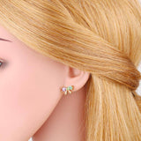 COLORED ZIRCON HEART BOW EARRINGS_CWAJE1007