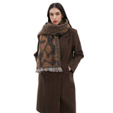 LEOPARD JACQUARD SCARF FRINGE WINTER WRAP_CWASC0872