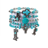 ETHNIC STYLE BULL HEAD CACTUS BRACELET SET_CWMM3520