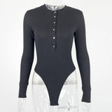 BUTTON COLLAR RIBBED LONG SLEEVED BODYSUIT_CWSBSL0043