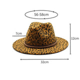 LEOPARD PRINT HAT JAZZ HAT WOOLEN HAT WIDE BRIM HAT_CWAH2604