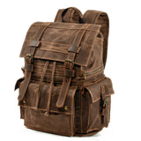 Vintage Waxed Canvas Leather Travel Backpack_Cwab5552