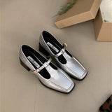 SILVER MARY JANE SHOES WOMEN CHUNKY HEEL_CWSHF0146