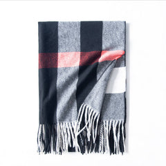 PLAID FAUX CASHMERE SCARF THICK WARM NECK WRAP_CWASC0242