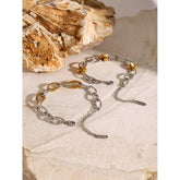 18K GOLD MIXED METAL HAMMERED O LINK CHAIN_CWAJE4767