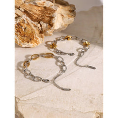 18K GOLD MIXED METAL HAMMERED O LINK CHAIN_CWAJE4767