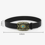 12KINDS TURQUOISE ALLOY BUCKLE BLACK VINTAGE BELT_CWABE0195