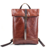 Vintage Leather Roll Top Laptop Backpack_Cwab5551