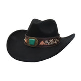 Western Ethnic Wide Brim Cowboy Heart Top Fedora_Cwah04485
