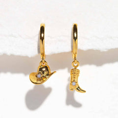 COWBOY BOOTS HAT PENDANT EARRINGS_CWMM5349