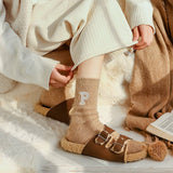 AUTUMN AND WINTER WARM LETTER P MID TUBE SOCKS_CWMS1059
