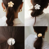 MINIMALIST GEOMETRIC METAL FLOWER HAIR TIE_CWAHA6201