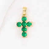 COLORFUL ZIRCON DECEMBER CROSS PENDANT NECKLACE_CWMM5872