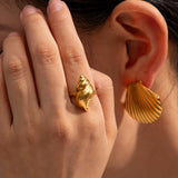 STAINLESS STEEL CONCH RING OCEAN THEME JEWELRY_CWAJE1225