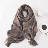 Women Simple Casual Warm Plaid Scarf