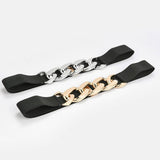 SILVER GOLD CHAIN BLACK STRETCH BELT_CWABE0191