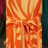 FASHIONABLE LACE UP PRINTED OVERSIZED DRESS_CWDMD3697