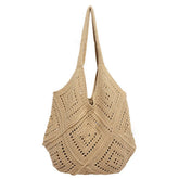 Cuab00627_2025 Boho Knit Tote Bag Large Capacity Hollow Bag