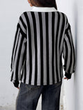 Vertical Striped Lapel Pullover Knitted Sweater