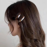 Marble Pattern Oval Resin Hair Barrettes For Women_Cwaha0753