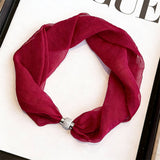 White Pearl Magnetic Skinny Silk Scarf_Cwasc03936