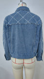 Wash Denim Embroidered Beaded Style Coat