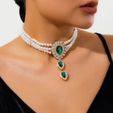IMITATION PEARL RHINESTONE FASHION COLLAR JEWELRY_CWAJE1161