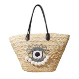 FASHION EYE PATTERN BEACH BAG WOVEN BAG_CWAB1983