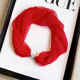 White Pearl Magnetic Skinny Silk Scarf_Cwasc03936