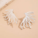 PUNK STYLE MINIMALIST FAN SHAPED BURR EARRINGS_CWAJE1154
