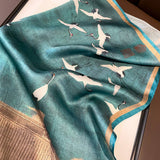 CRANE PRINT 100 SILK SQUARE SCARF 53CM FOR WOMEN_CWASC0600