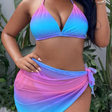 OMBRE BIKINI COVERUP THREE PIECE SWIMSUIT_CWMW0313