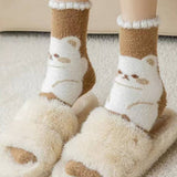 BROWN WARM CARTOON CUTE MID TUBE SOCKS_CWMS0794