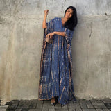 Tie-Dye Caftan Beach Cover-Up Loose Resort Robe_Cwmm6139