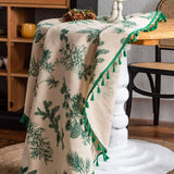 GREEN PINE BRANCH PRINTED DINING TABLE_CWMM0946