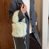 Winter Imitation Fox Fur Handbag Plush Bucket Bag_Cwab3965