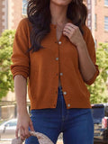 Solid-Color Long Sleeve Single-Breasted Cardigan