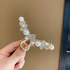 FULL DIAMOND HEART PEARL SHARK CLIP HAIRPIN_CWAHA4651