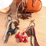RETRO LEATHER DACHSHUND CHARM WITH BRAIDED STRAP_CWMM7550